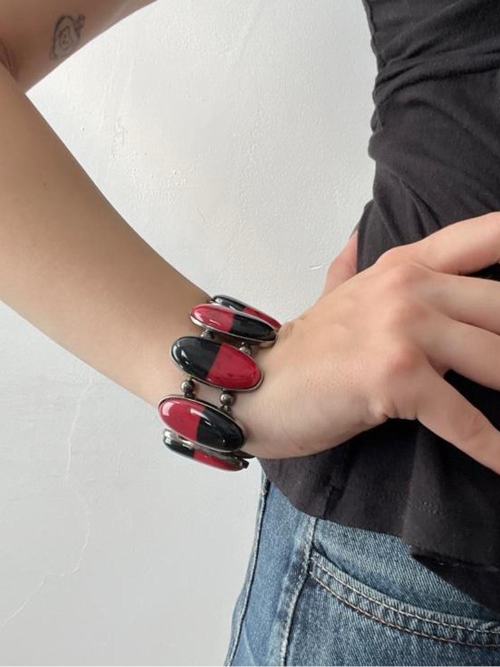Black and Red Stretchy Statement Bracelet